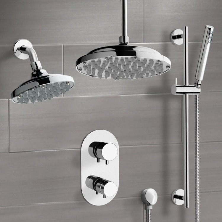 Remer DCS04 Chrome Dual Shower Head System With Hand Shower